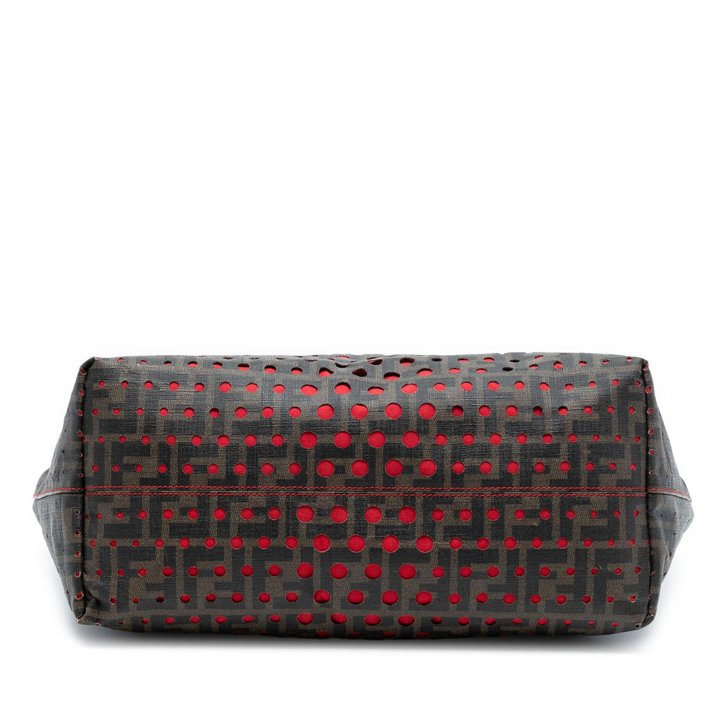Fendi Medium Zucca Perforated Coated Canvas Roll Tote