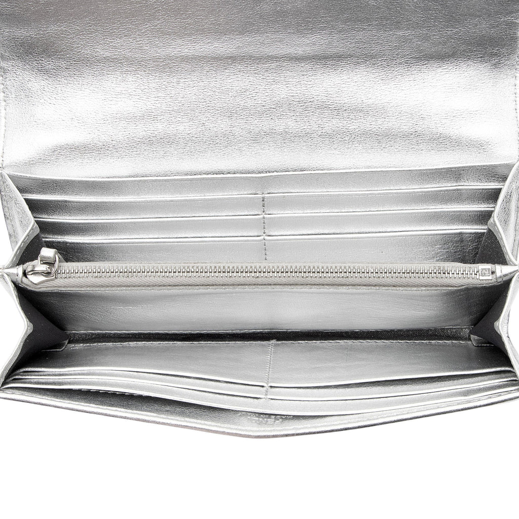 Fendi Metallic Embossed FF Nappa Leather Baguette Continental Wallet