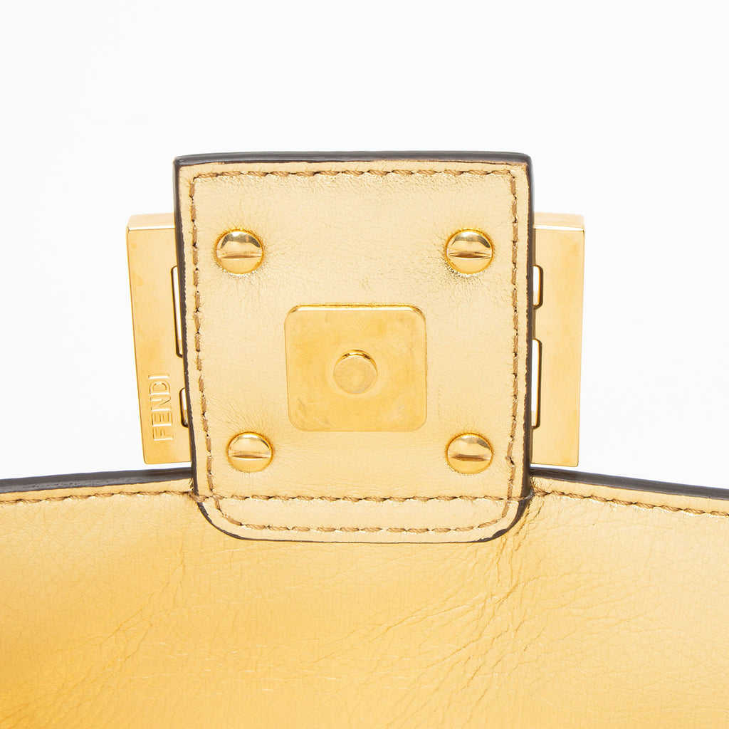 Fendi Metallic Embossed Leather FF 1974 Baguette Shoulder Bag