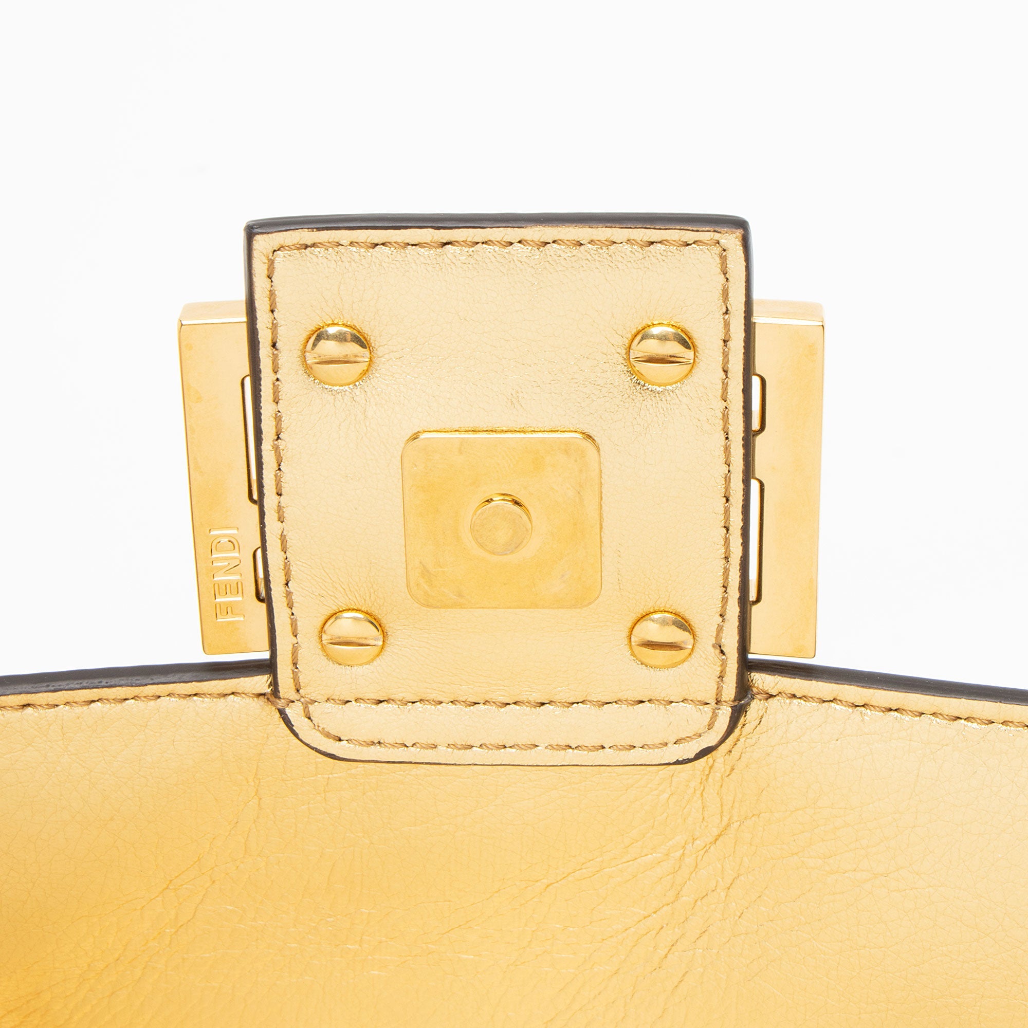 Fendi Metallic Embossed Leather FF 1974 Baguette Shoulder Bag
