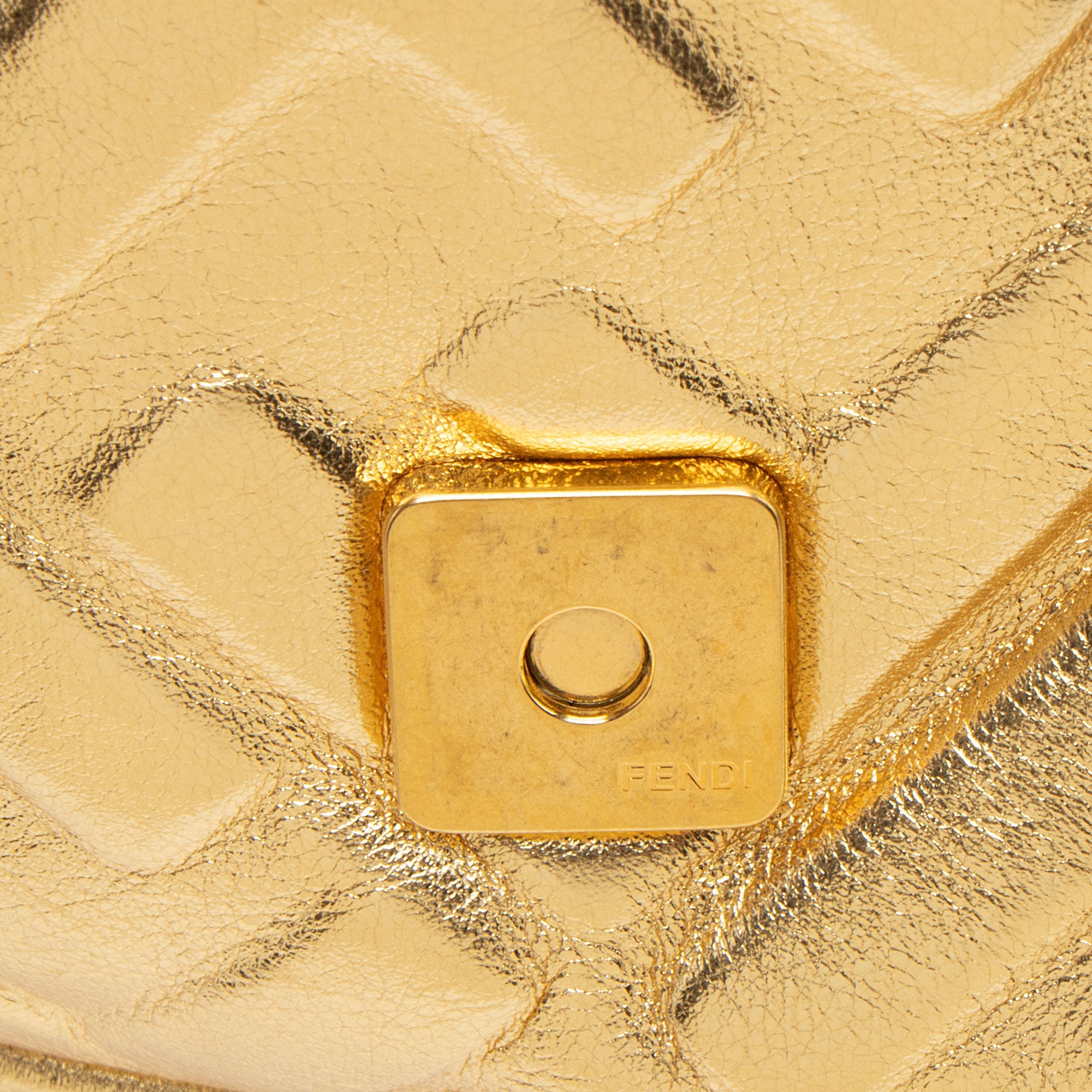 Fendi Metallic Embossed Leather FF 1974 Baguette Shoulder Bag