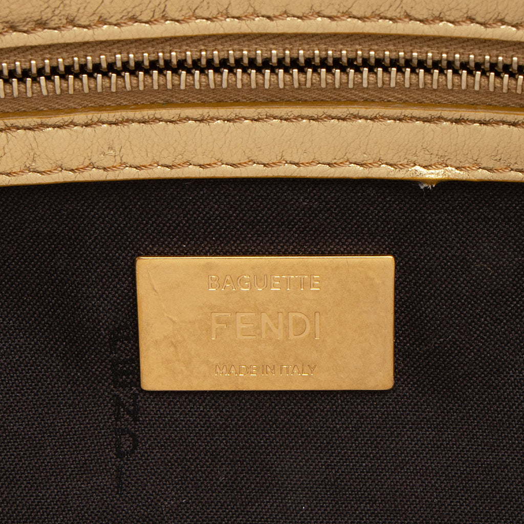 Fendi Metallic Embossed Leather FF 1974 Baguette Shoulder Bag