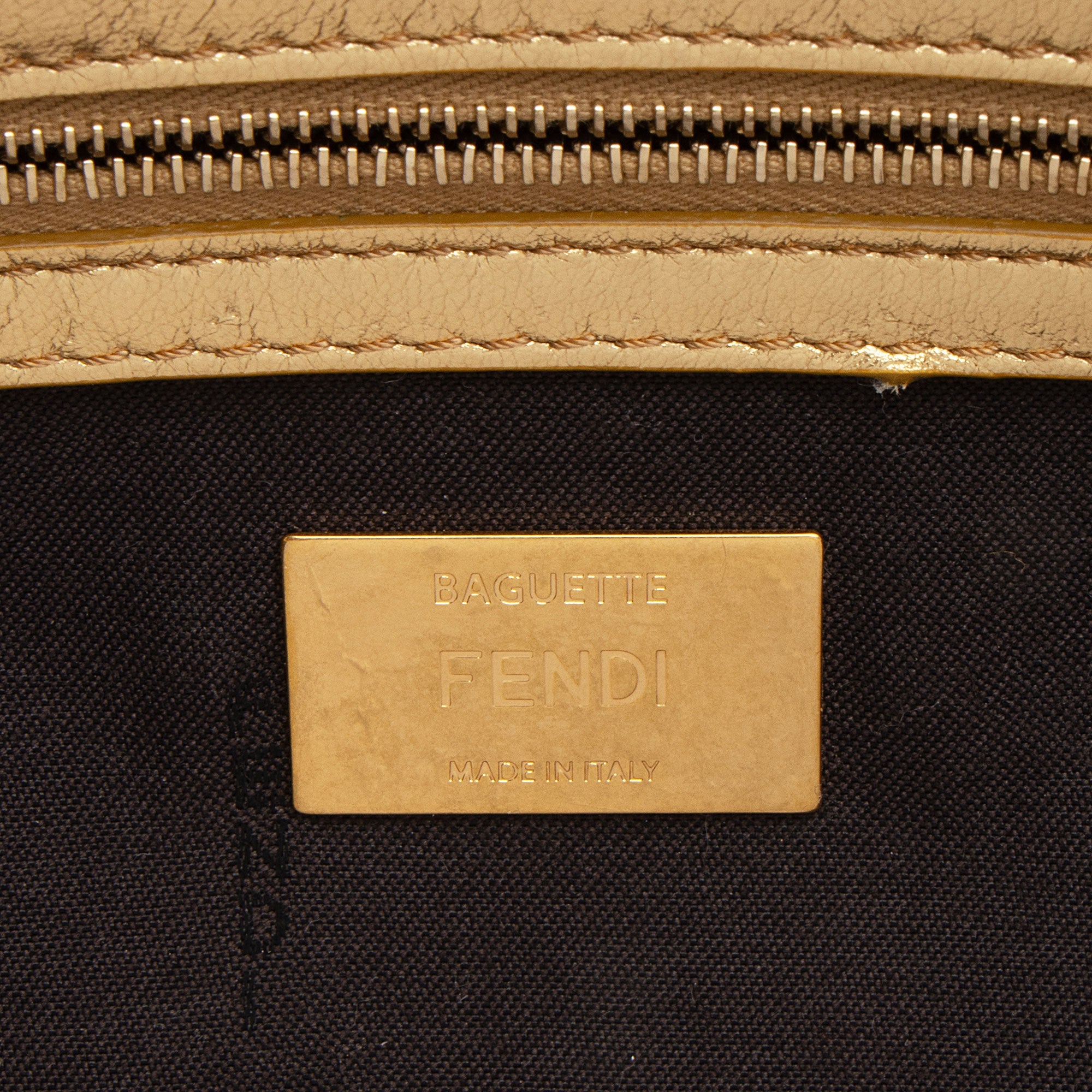 Fendi Metallic Embossed Leather FF 1974 Baguette Shoulder Bag