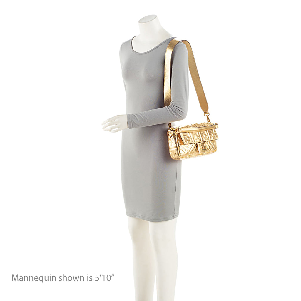 Fendi Metallic Embossed Leather FF 1974 Baguette Shoulder Bag