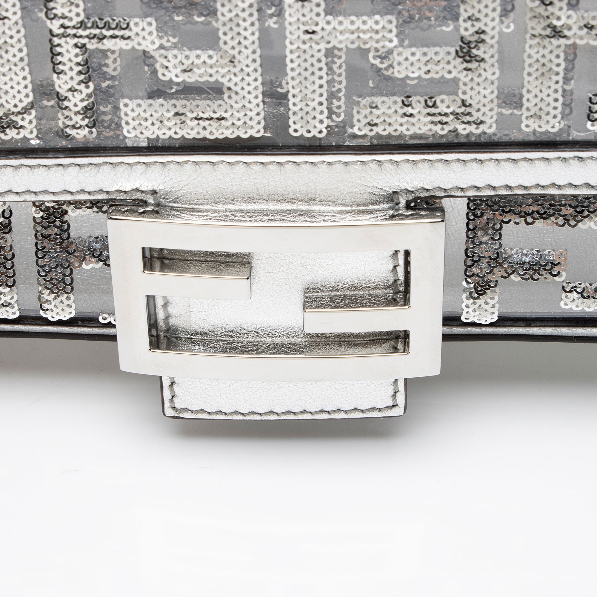 Fendi Metallic Leather FF Sequin PVC Baguette Medium Shoulder Bag