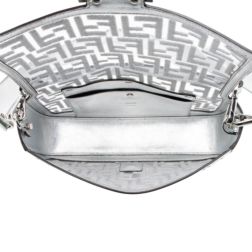 Fendi Metallic Leather FF Sequin PVC Baguette Medium Shoulder Bag