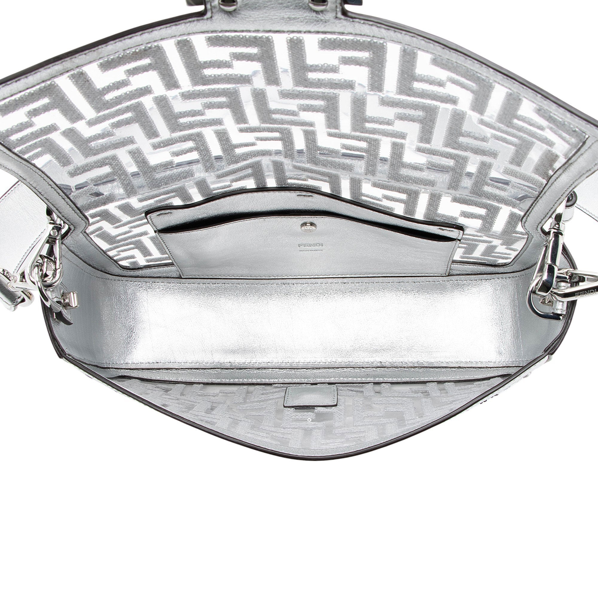 Fendi Metallic Leather FF Sequin PVC Baguette Medium Shoulder Bag