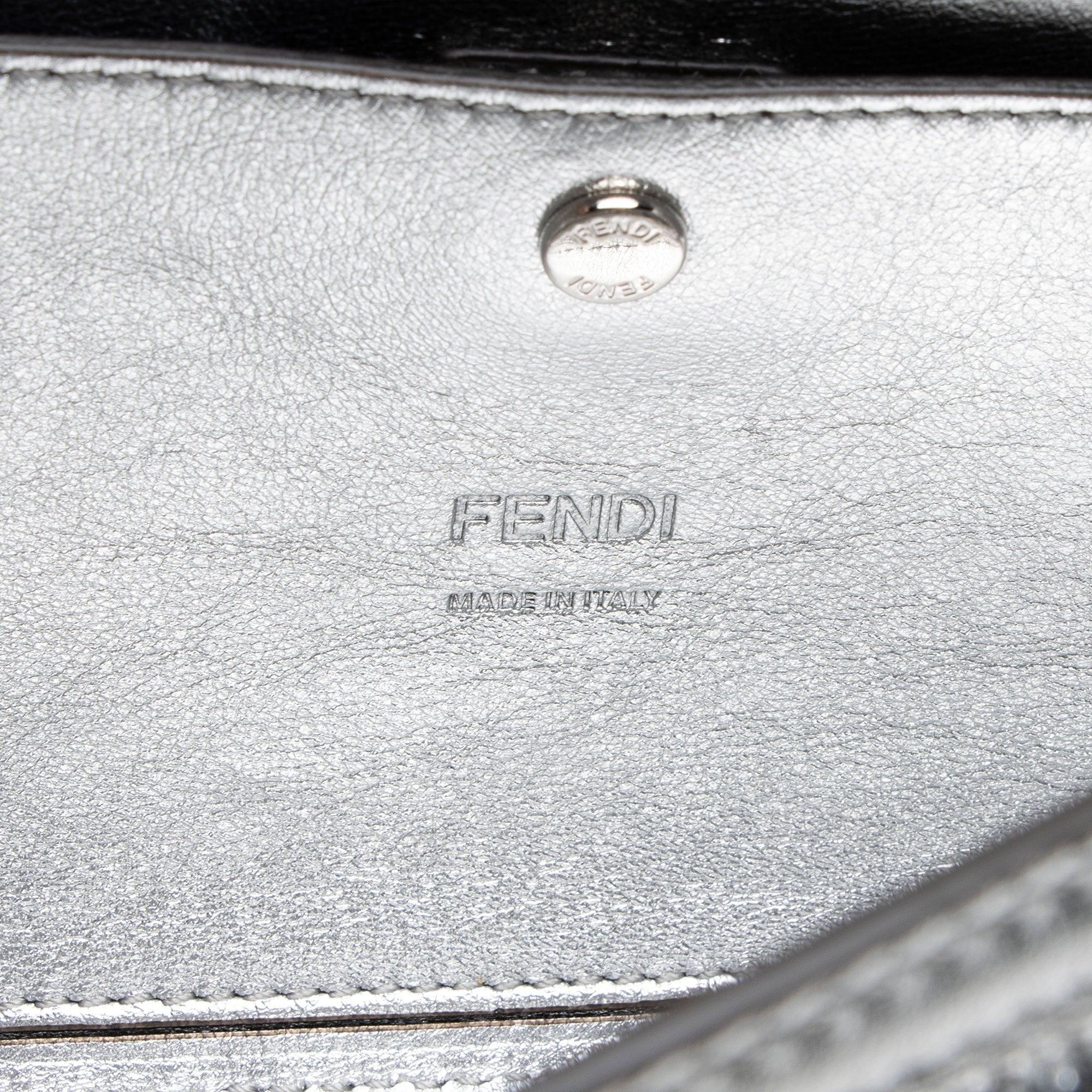 Fendi Metallic Leather FF Sequin PVC Baguette Medium Shoulder Bag