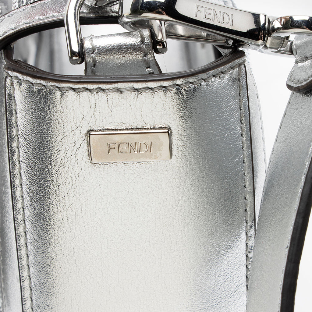 Fendi Metallic Leather FF Sequin PVC Baguette Medium Shoulder Bag