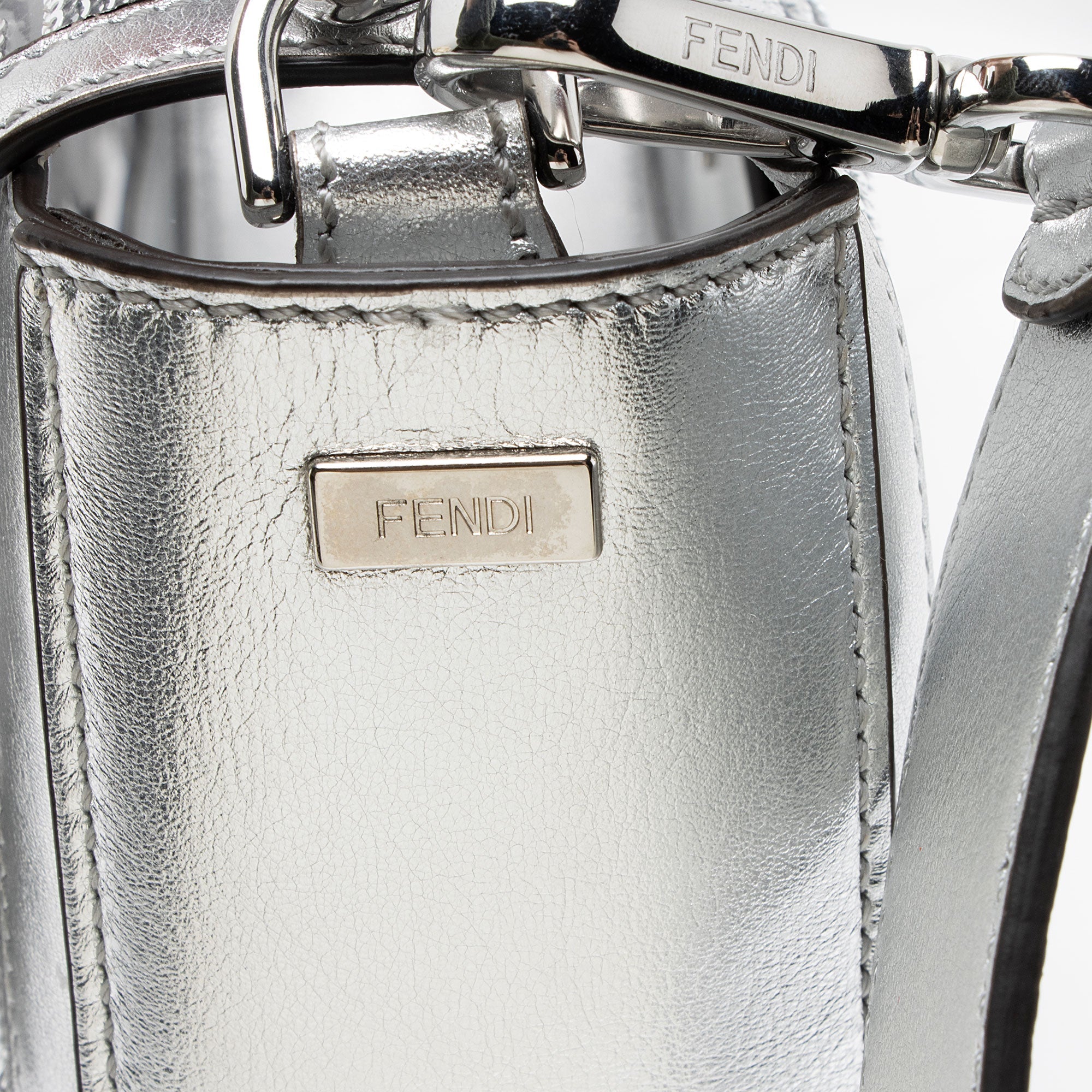 Fendi Metallic Leather FF Sequin PVC Baguette Medium Shoulder Bag