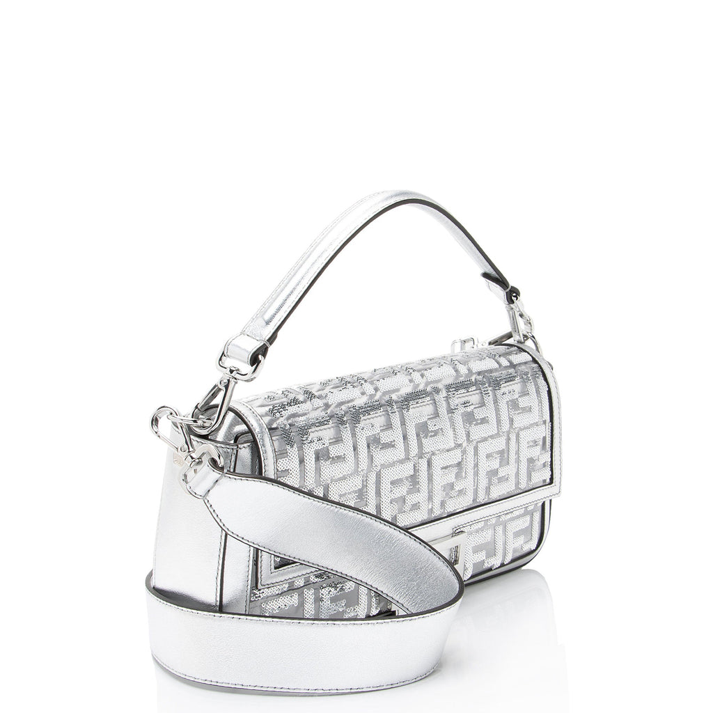 Fendi Metallic Leather FF Sequin PVC Baguette Medium Shoulder Bag