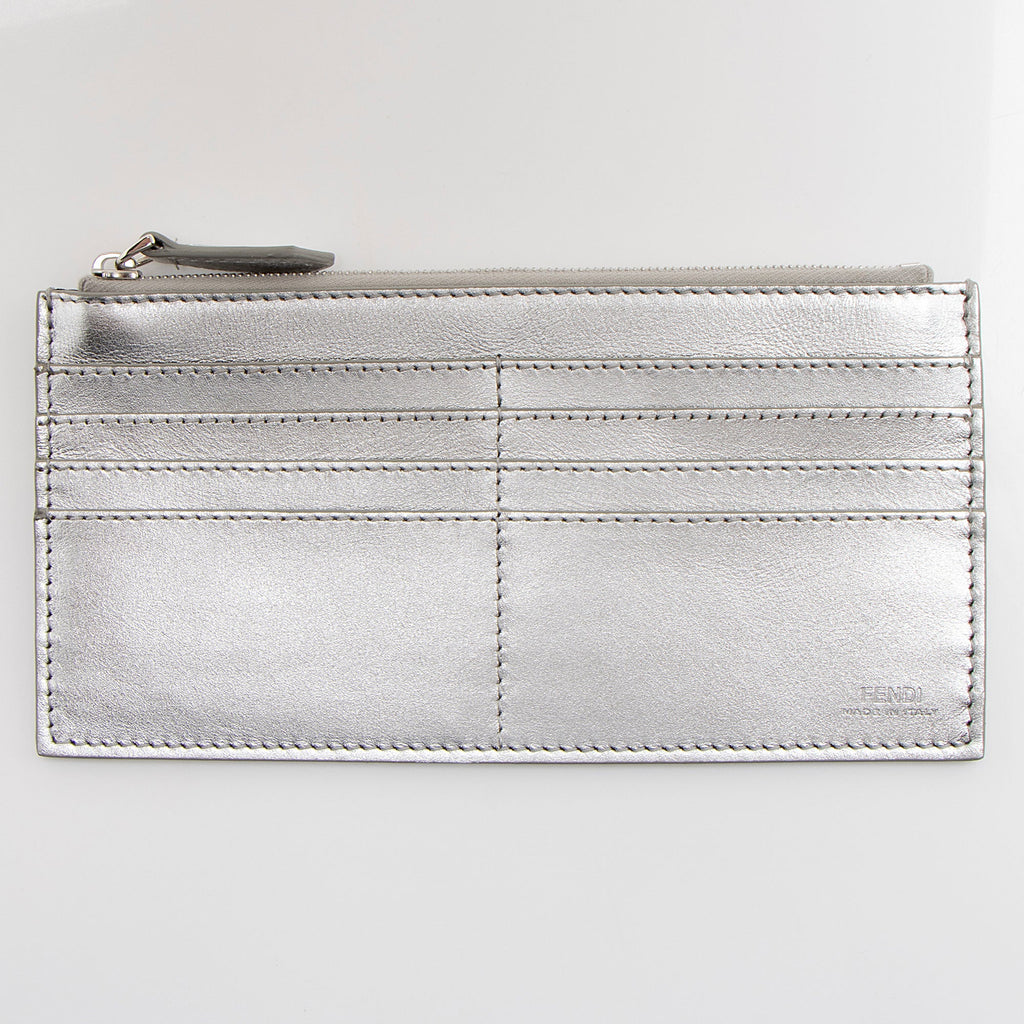 Fendi Metallic Leather Fendigraphy Wallet on Chain (SHF-yqnbzv)