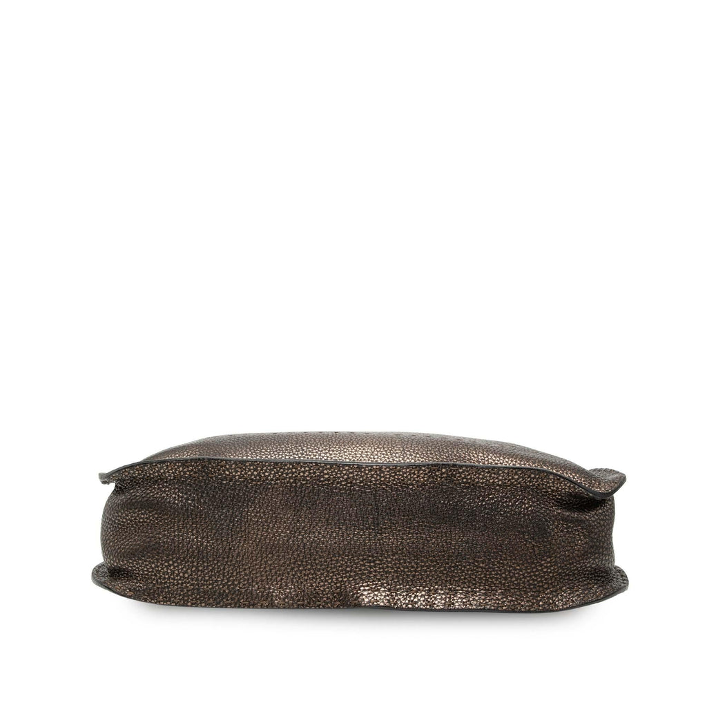 Fendi Metallic Pebbled Leather Selleria Shoulder Bag
