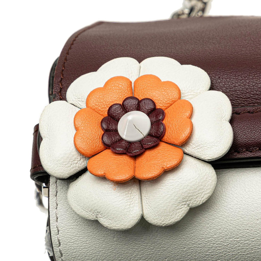 Fendi Micro Bicolor Leather Flowerland Double Baguette Satchel