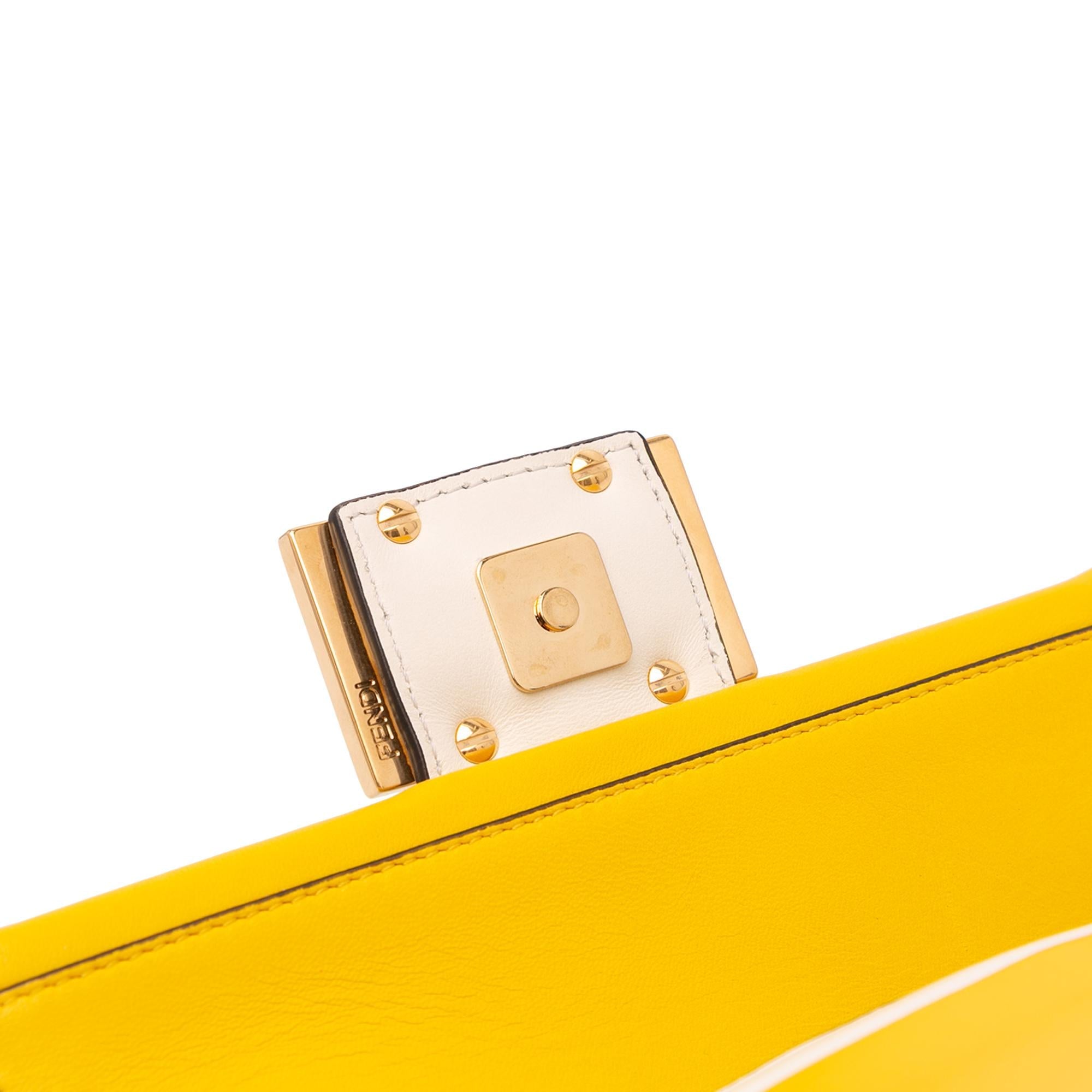 Fendi Mini Bicolor Nappa Apolo Chain Baguette Shoulder Bag
