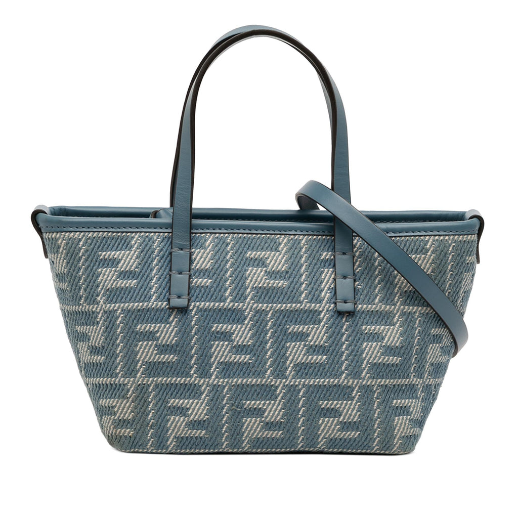 Fendi Mini Denim Effect FF Jacquard Roll Satchel