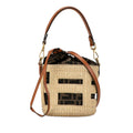 Fendi Mini Straw and Canvas Zucca Step Out Bag (SHG-VRfux8)