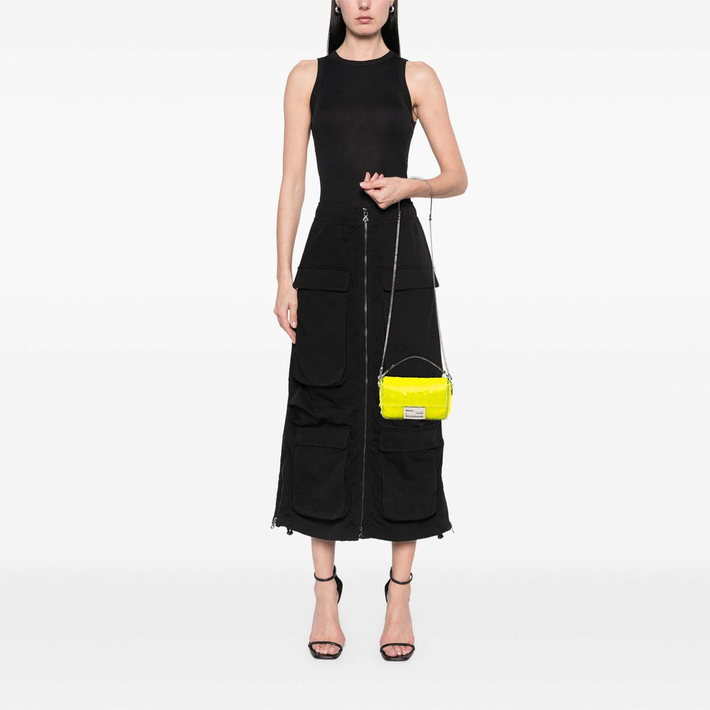 Fendi Mini Transparent Paillettes Elaphe Baguette Satchel