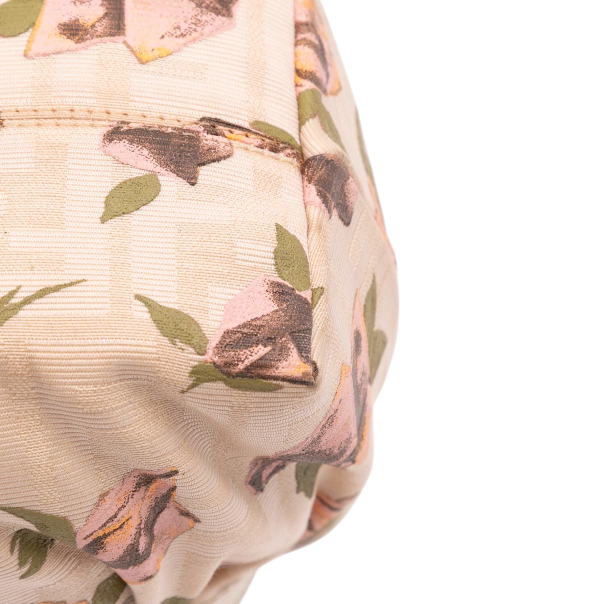 Fendi Mini Zucca Canvas Rose Printed Chef Handbag