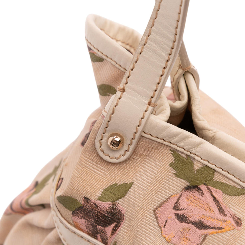Fendi Mini Zucca Canvas Rose Printed Chef Handbag