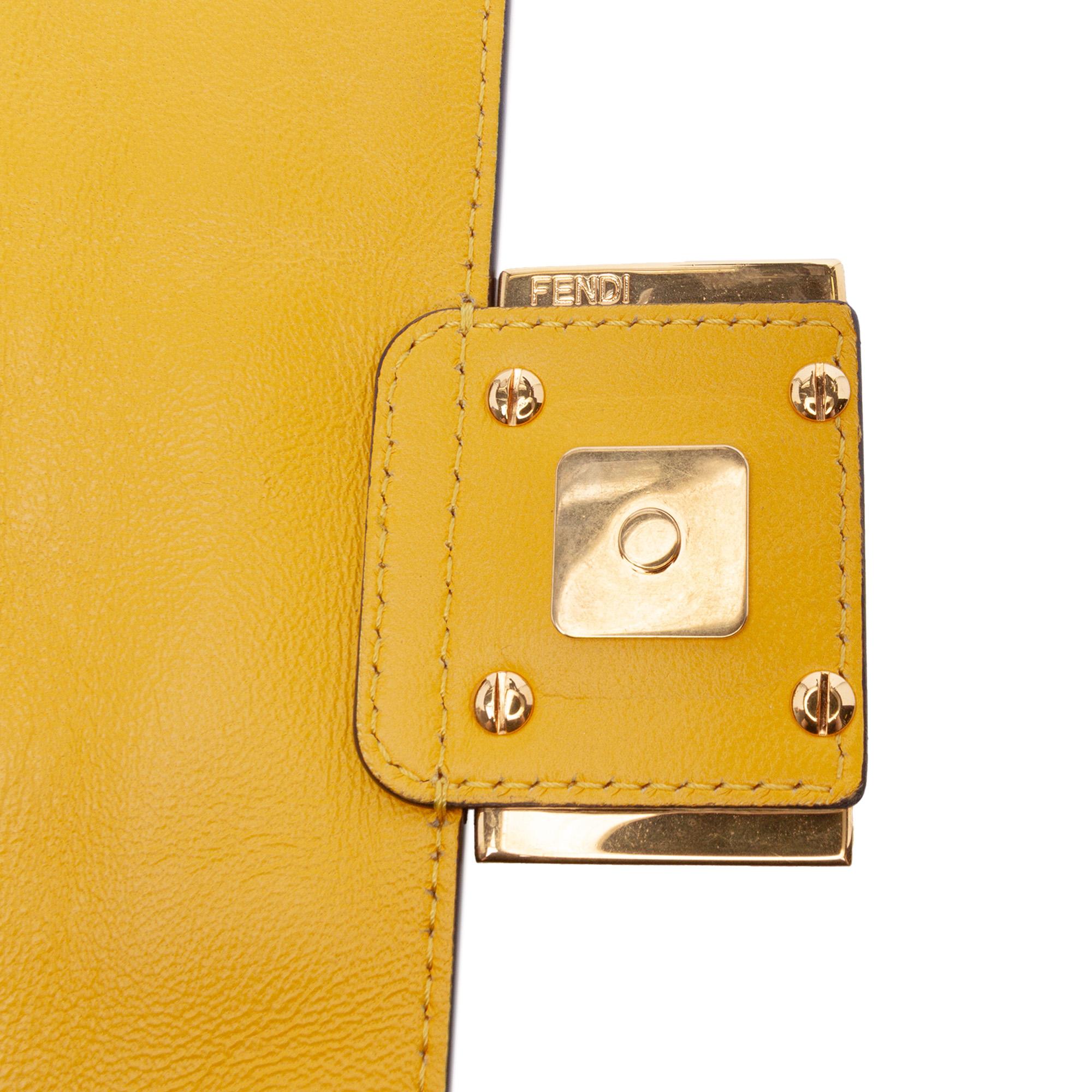 Fendi Mini Zucca Embossed Leather Baguette Satchel