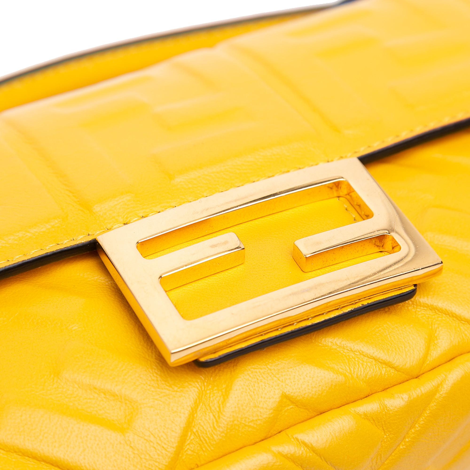 Fendi Mini Zucca Embossed Leather Baguette Satchel