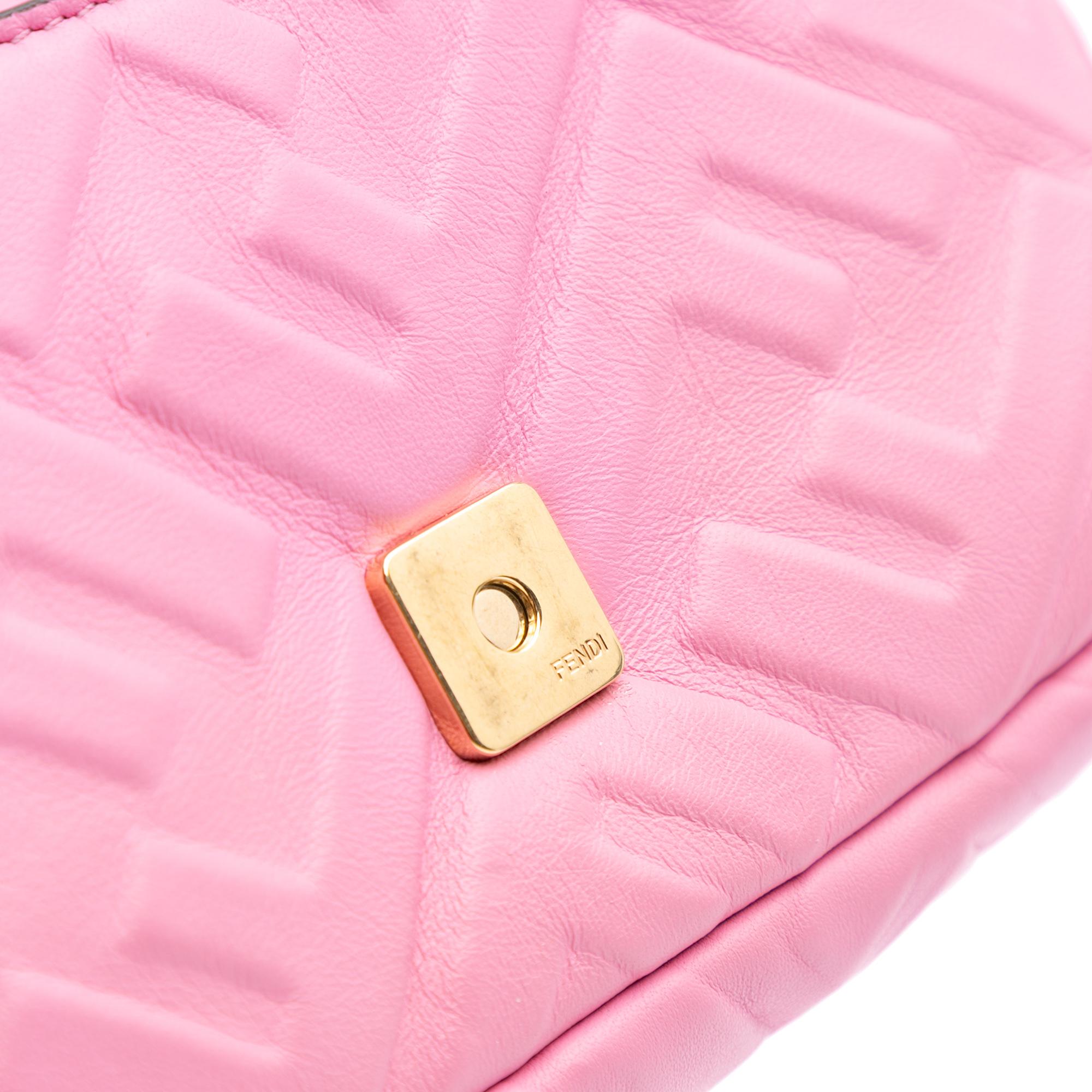 Fendi Mini Zucca Embossed Leather Baguette Satchel
