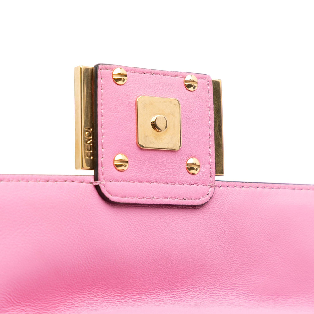 Fendi Mini Zucca Embossed Leather Baguette Satchel
