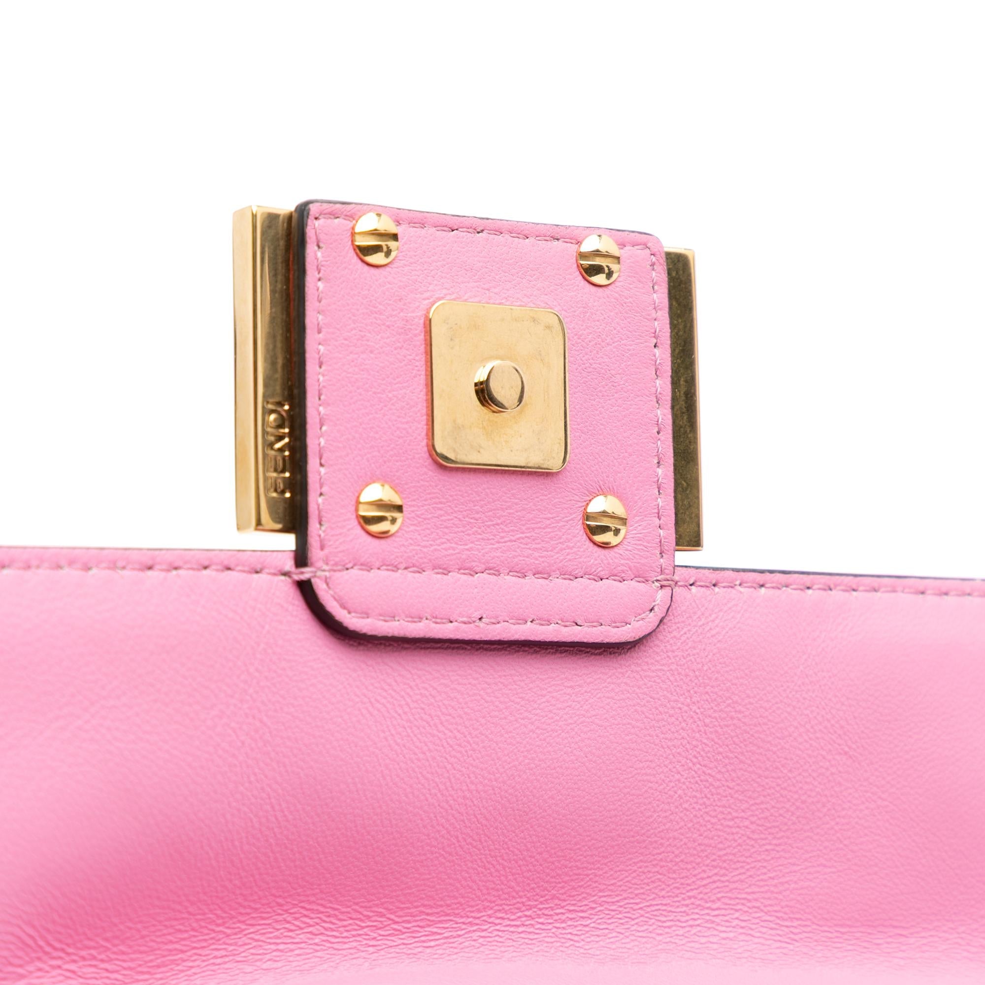 Fendi Mini Zucca Embossed Leather Baguette Satchel