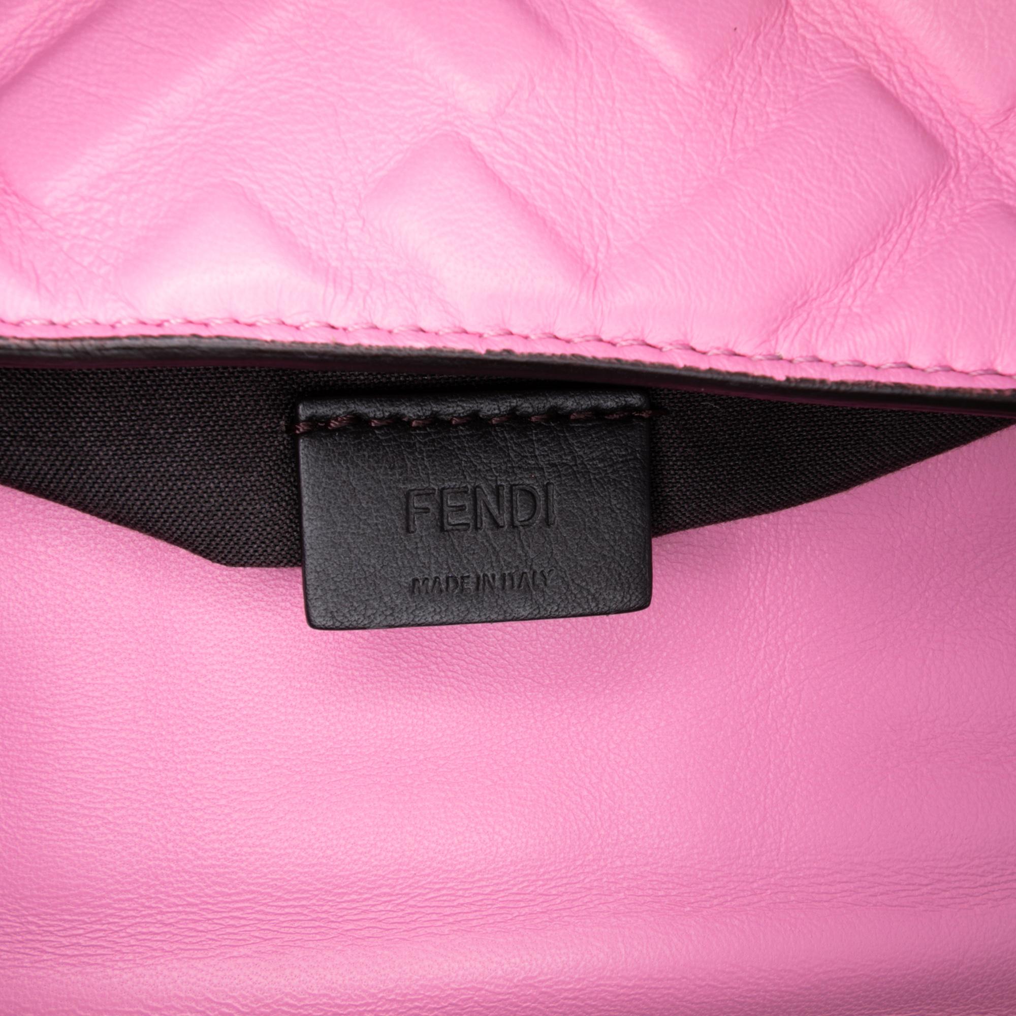 Fendi Mini Zucca Embossed Leather Baguette Satchel