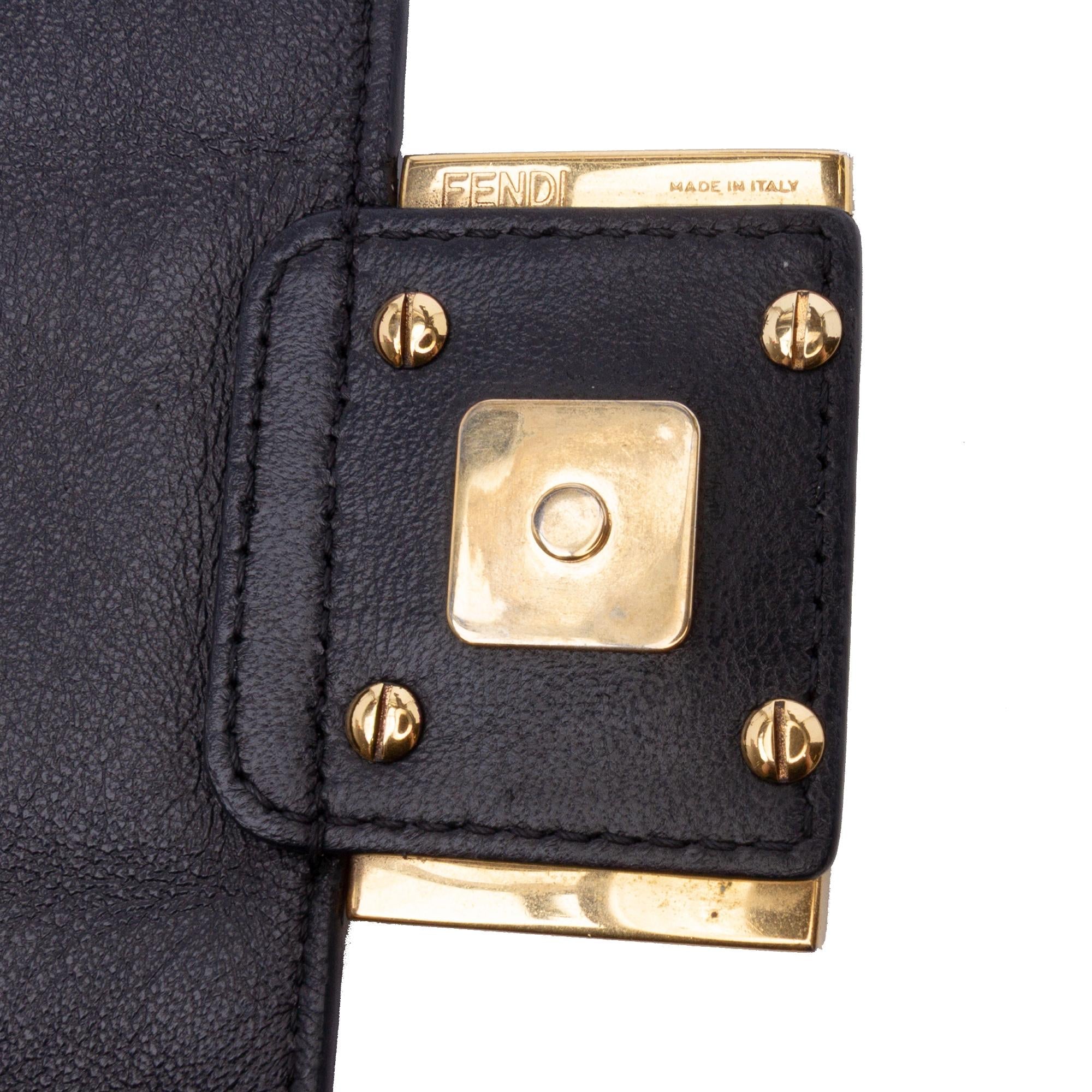 Fendi Mini Zucca Embossed Leather Baguette Satchel