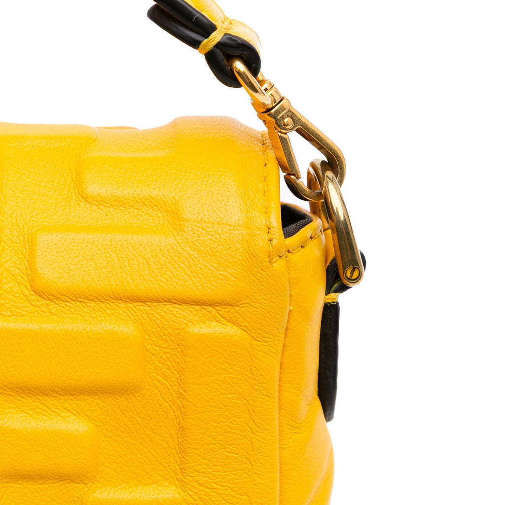 Fendi Mini Zucca Embossed Leather Baguette Satchel