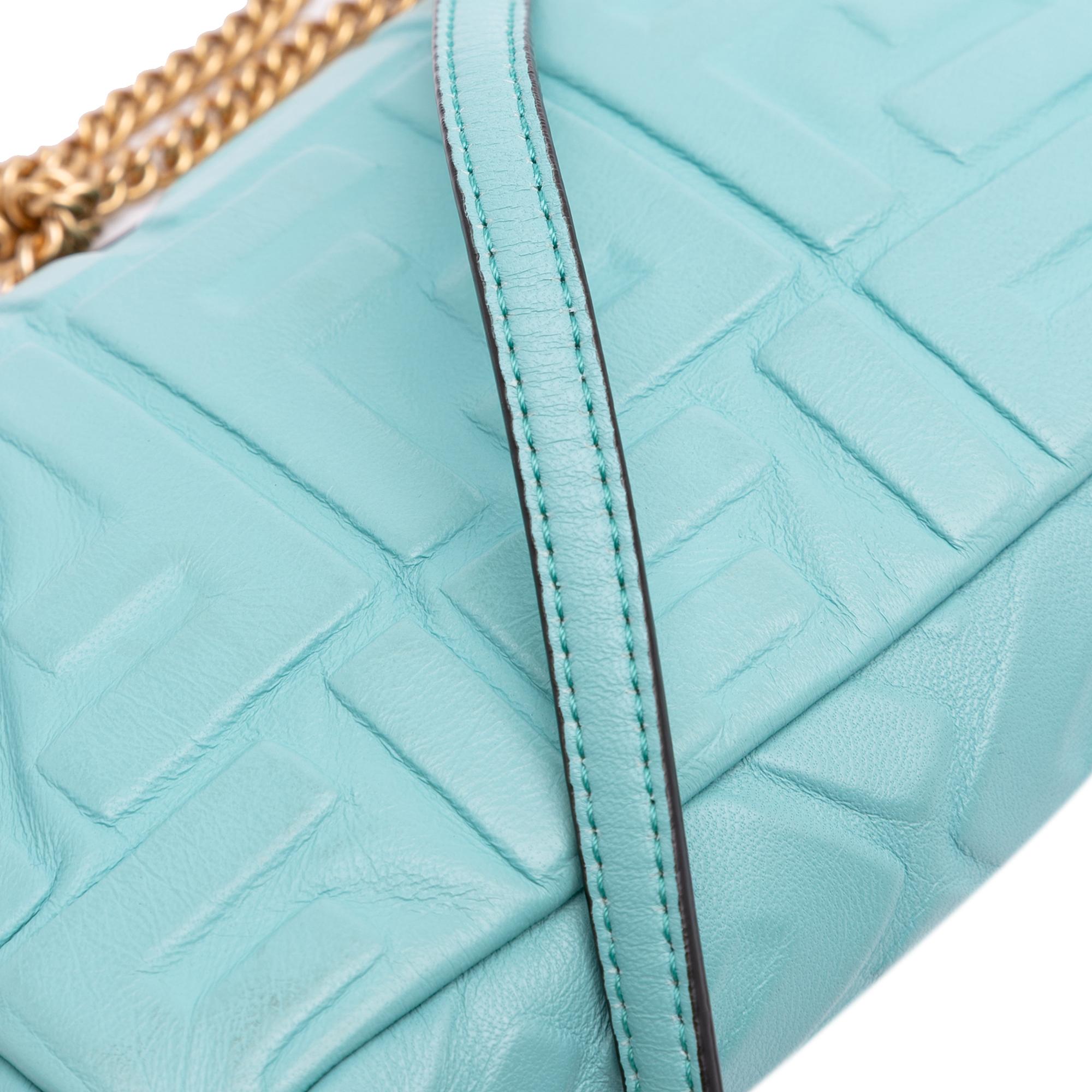 Fendi Mini Zucca Embossed Leather Baguette Satchel
