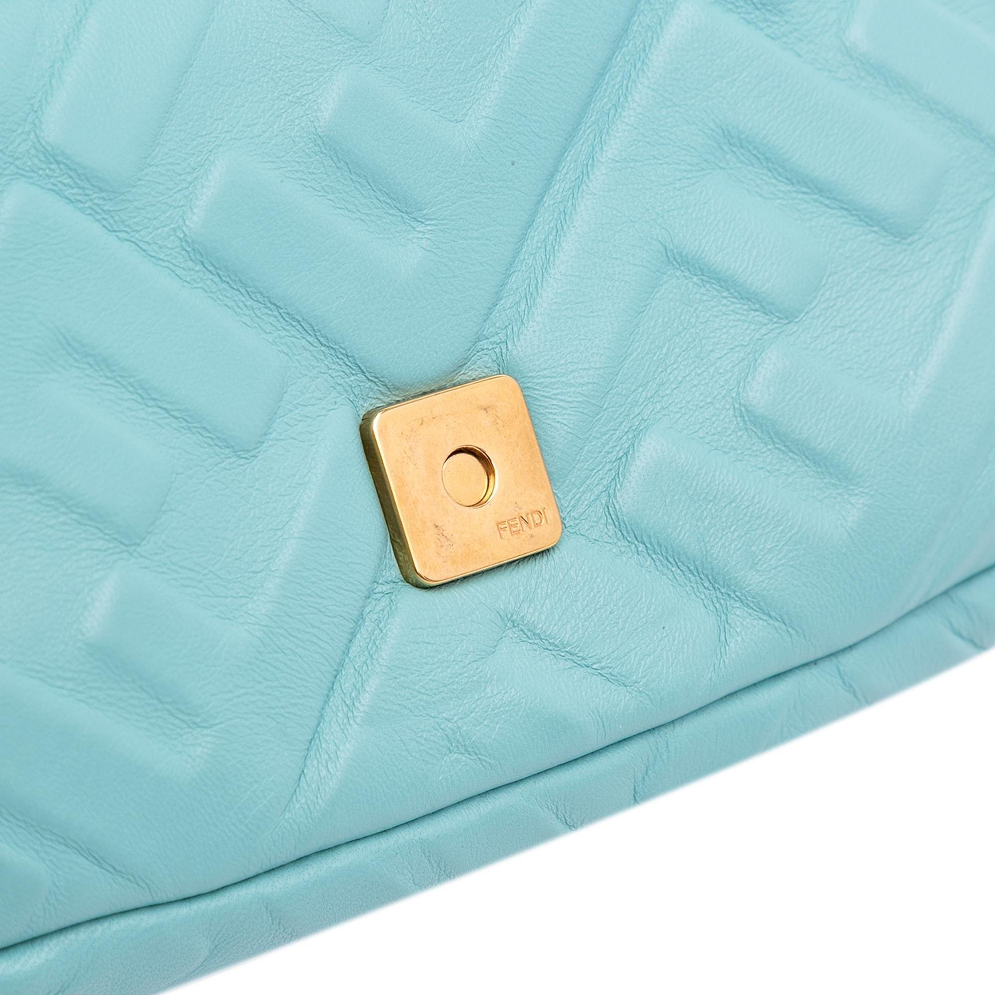 Fendi Mini Zucca Embossed Leather Baguette Satchel