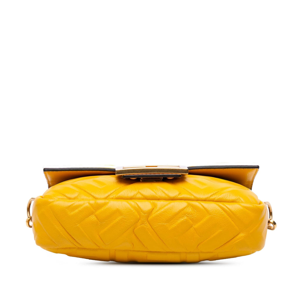 Fendi Mini Zucca Embossed Leather Baguette Satchel