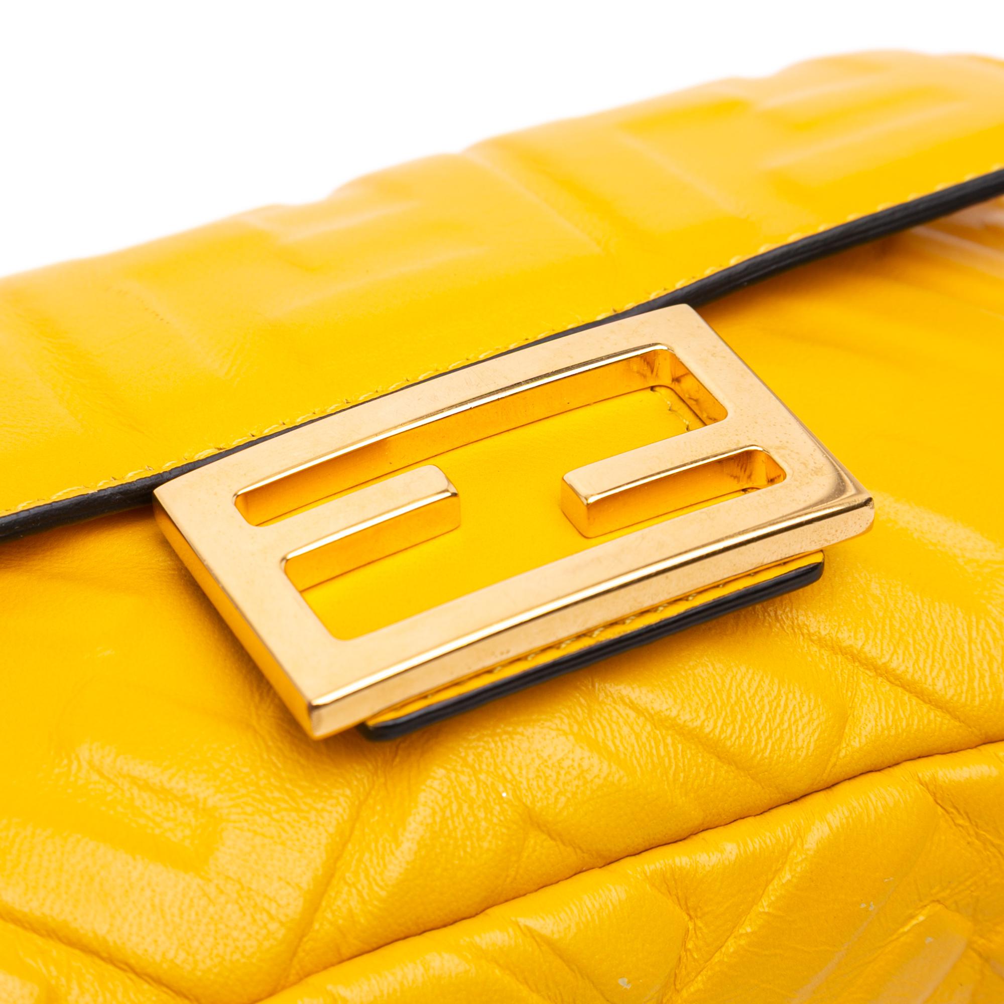 Fendi Mini Zucca Embossed Leather Baguette Satchel