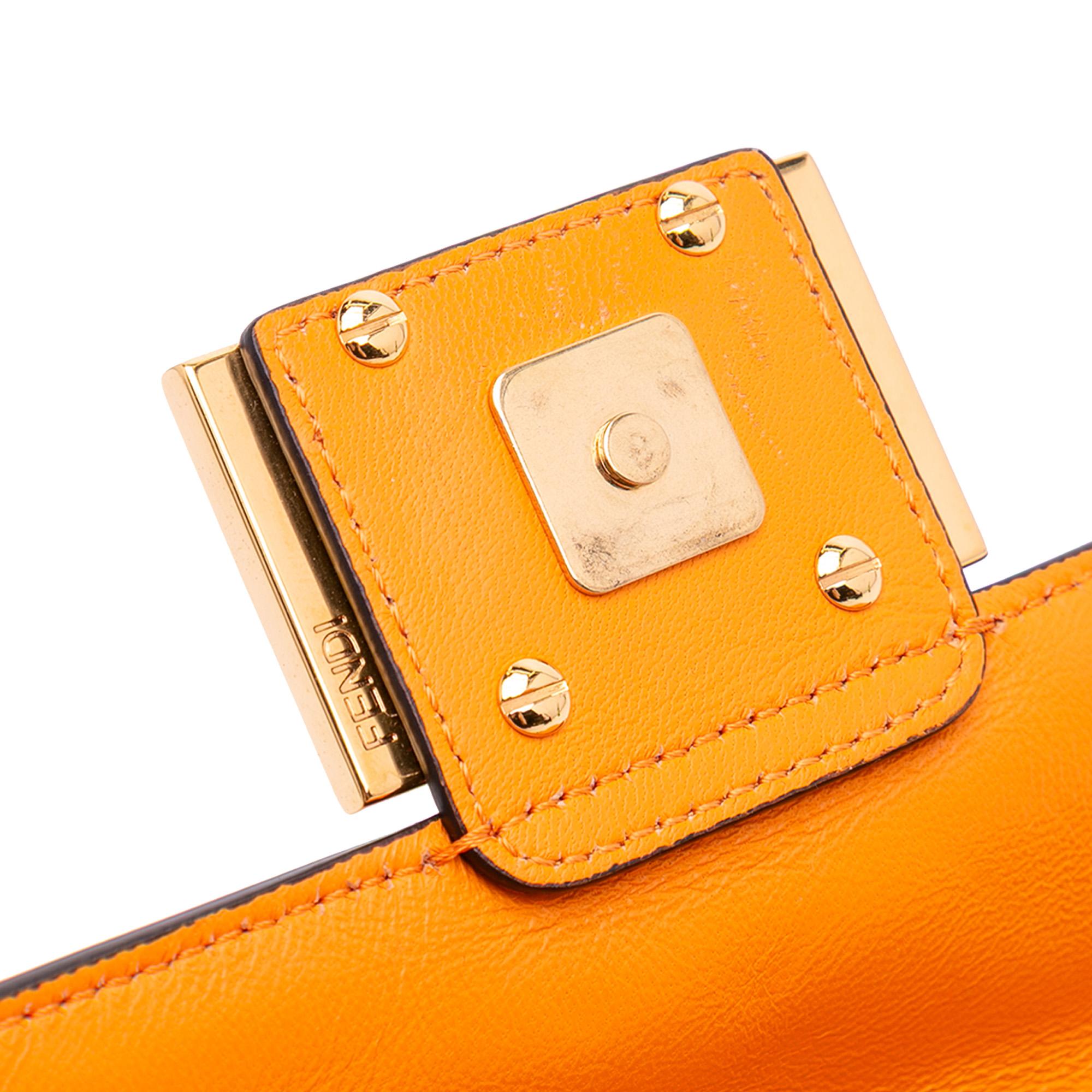 Fendi Mini Zucca Embossed Leather Baguette Satchel