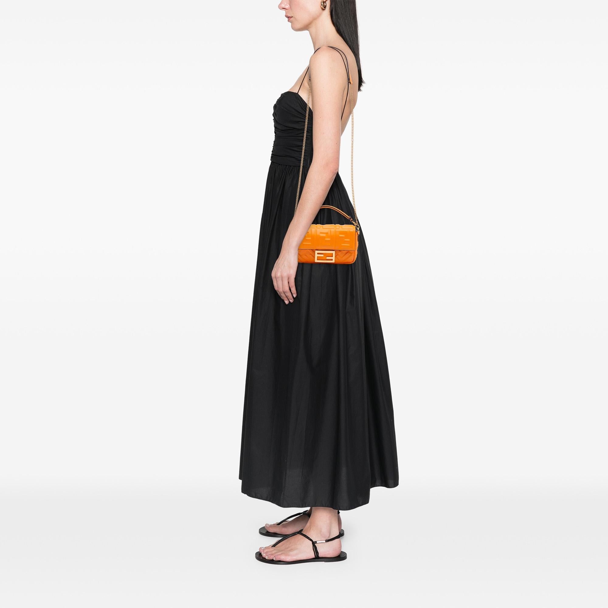 Fendi Mini Zucca Embossed Leather Baguette Satchel