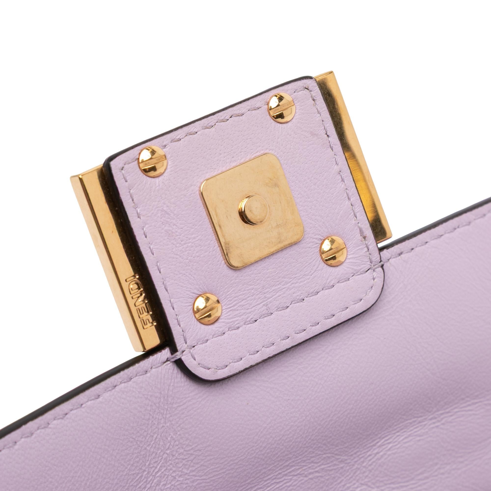 Fendi Mini Zucca Embossed Leather Baguette Satchel