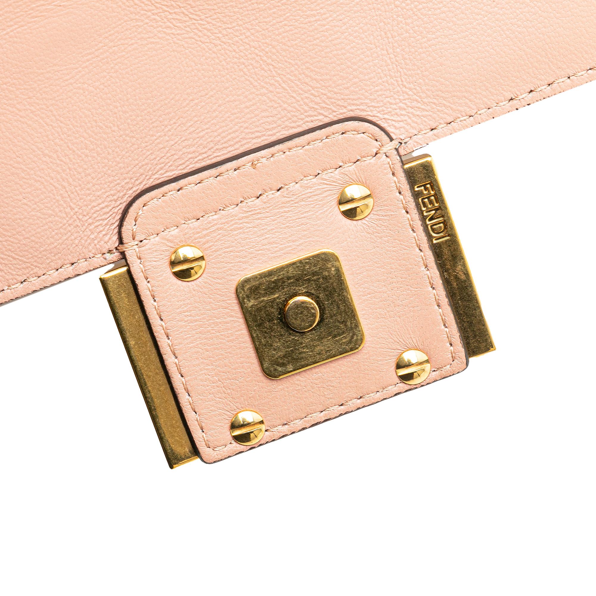 Fendi Mini Zucca Embossed Leather Baguette Satchel