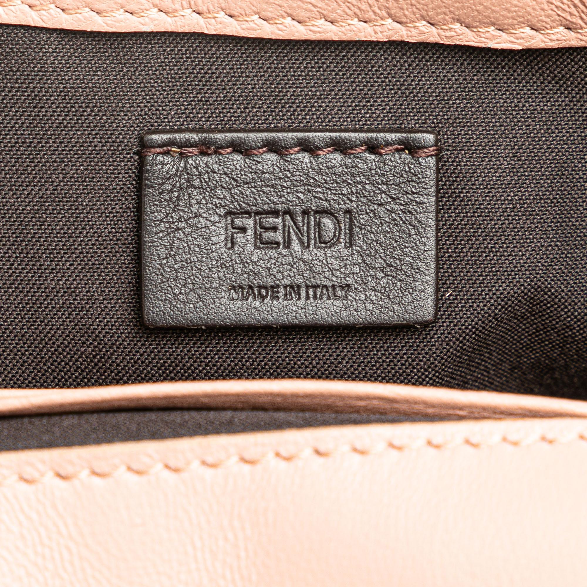 Fendi Mini Zucca Embossed Leather Baguette Satchel