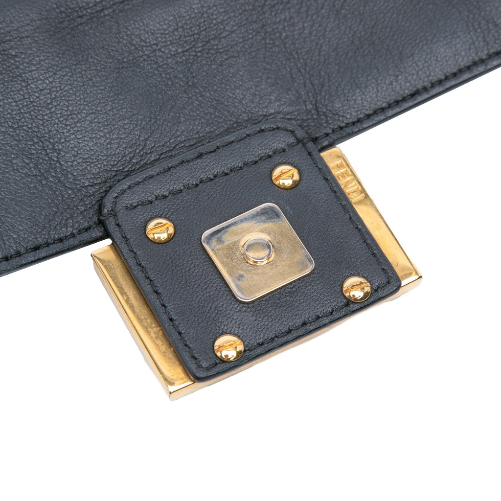 Fendi Mini Zucca Embossed Leather Baguette Satchel