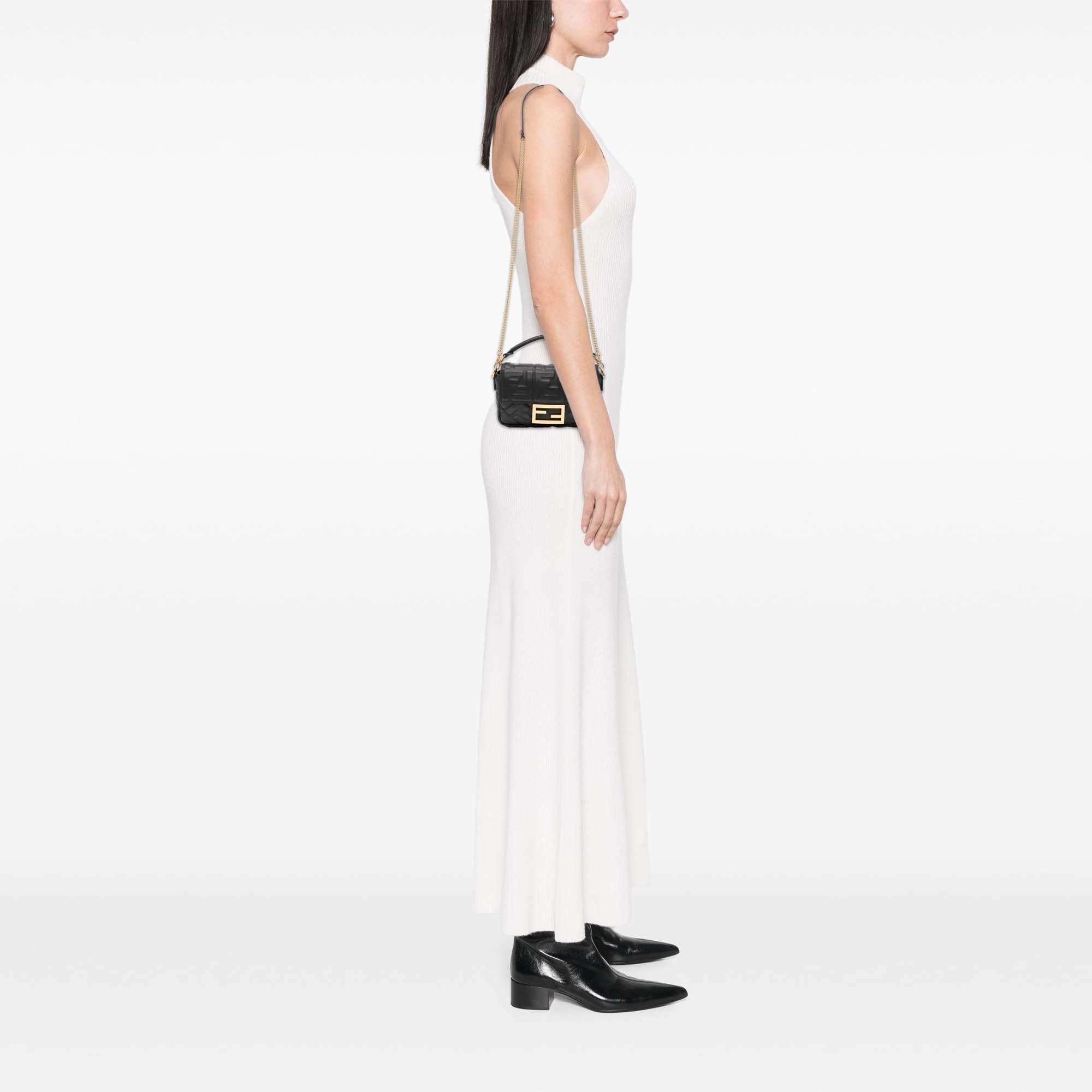 Fendi Mini Zucca Embossed Leather Baguette Satchel