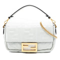 Fendi Mini Zucca Embossed Leather Baguette Satchel