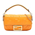 Fendi Mini Zucca Embossed Leather Baguette Satchel