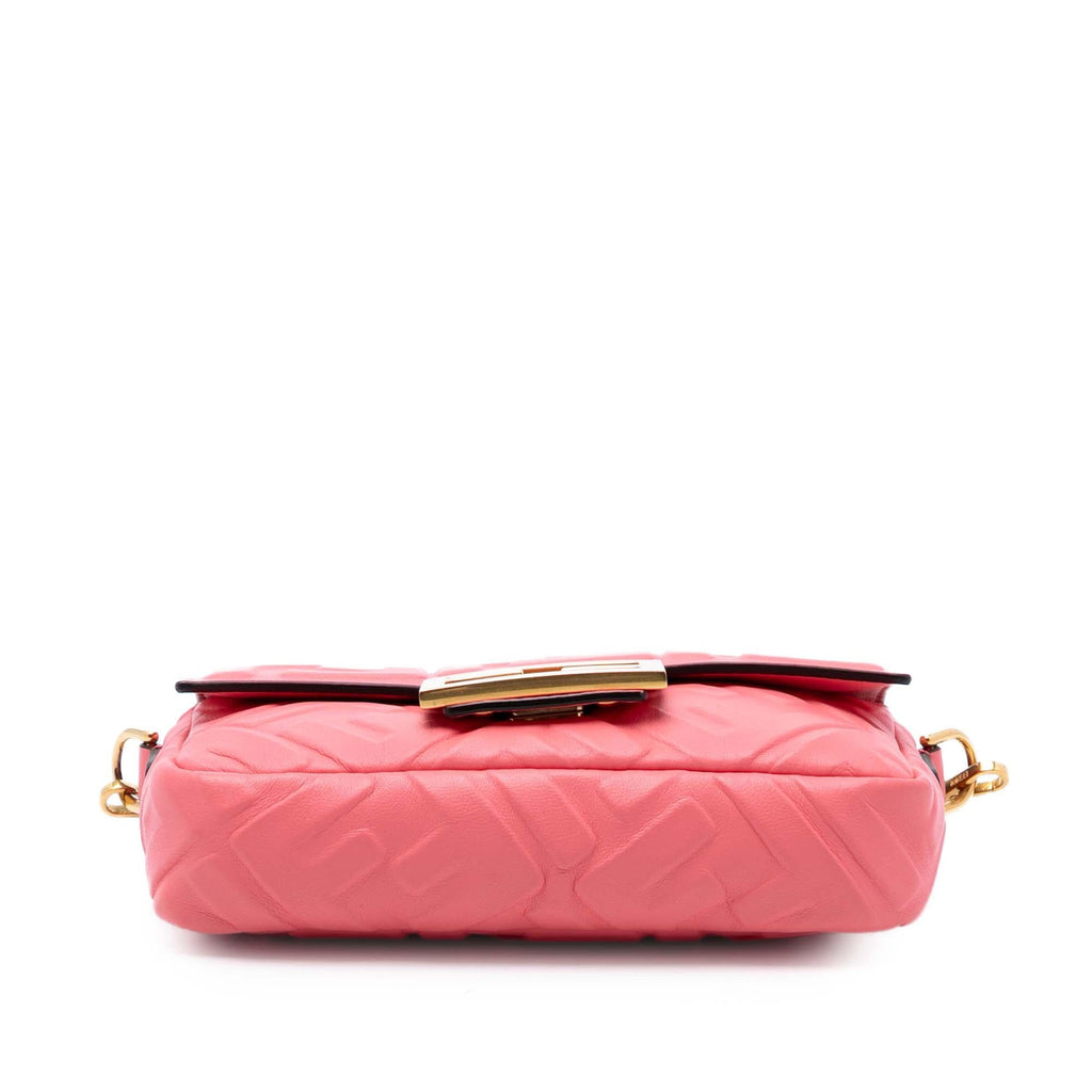 Fendi Mini Zucca Embossed Leather Baguette Satchel