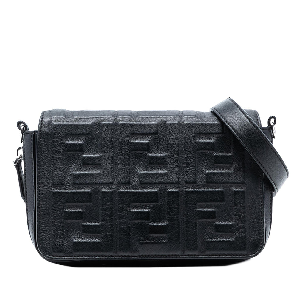 Fendi Mini Zucca Embossed Nappa Expandable Flap Crossbody