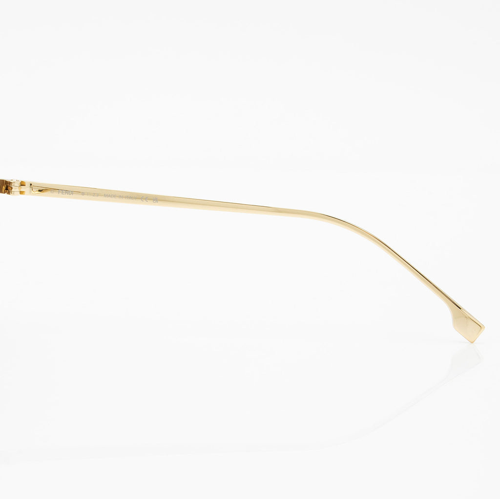 Fendi Mirrored Crystal F Gold Shield Sunglasses