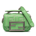 Fendi Nano Zucca Embossed Leather Baguette Charm