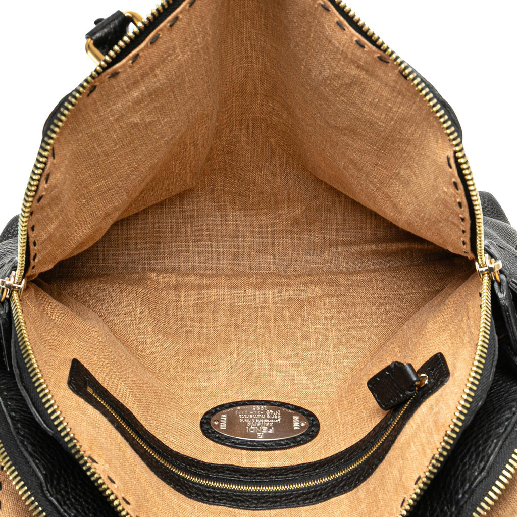 Fendi Pebbled Leather Selleria Dome Shoulder Bag